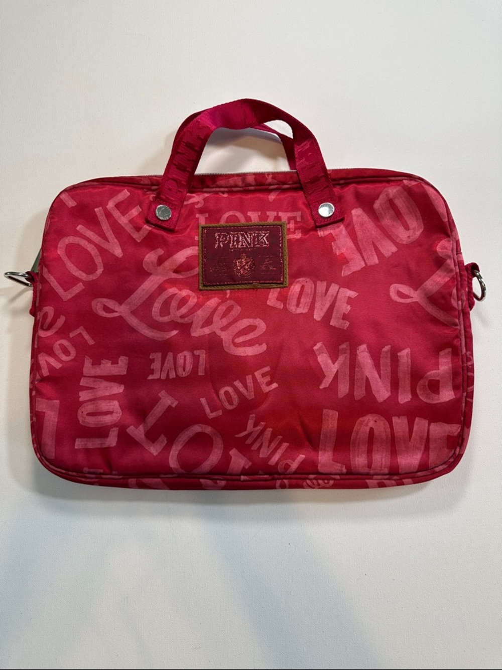 PINK Victoria's Secret Red Nylon 'Love' Laptop Bag